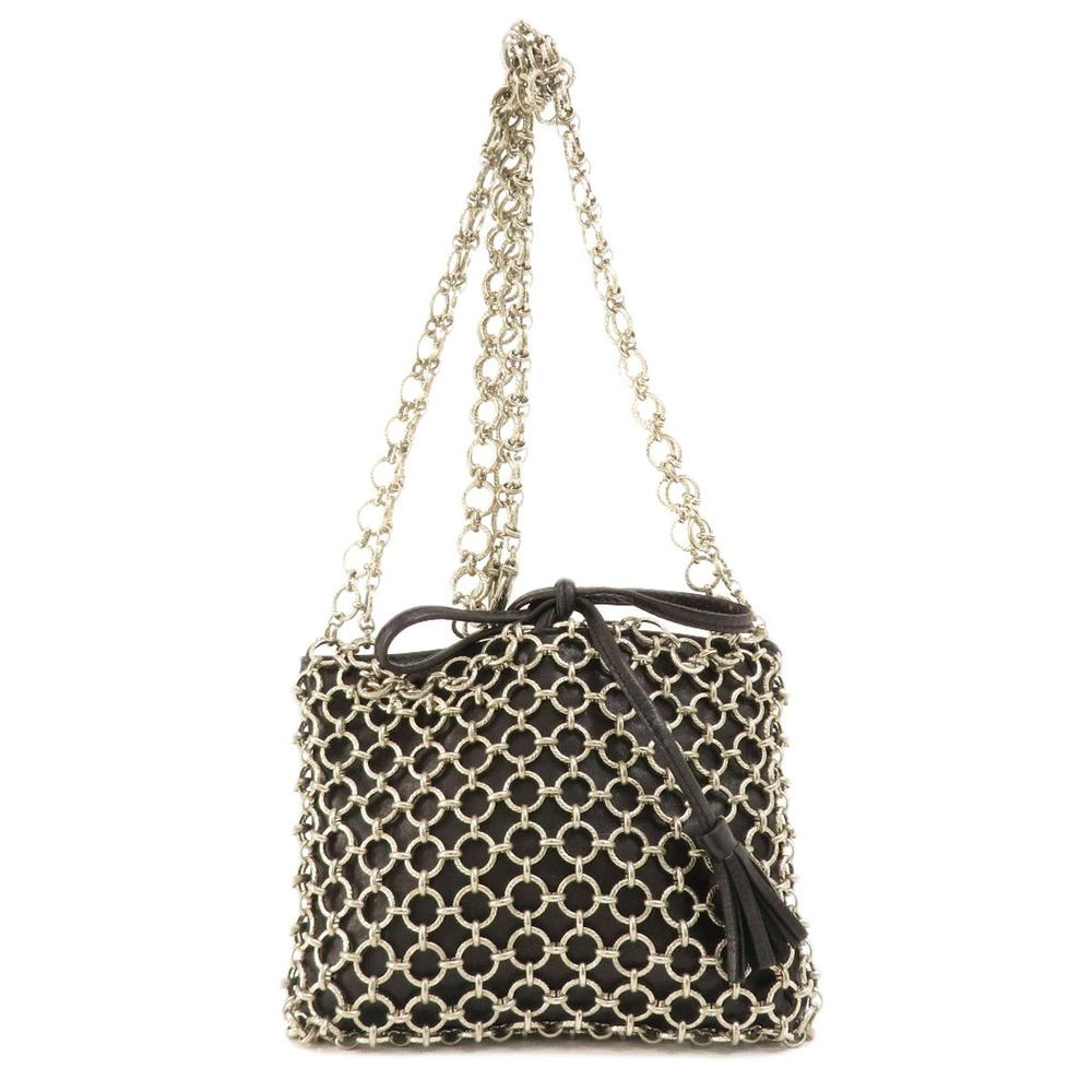 Salvatore Ferragamo metal bag leather shoulder Gancini Black